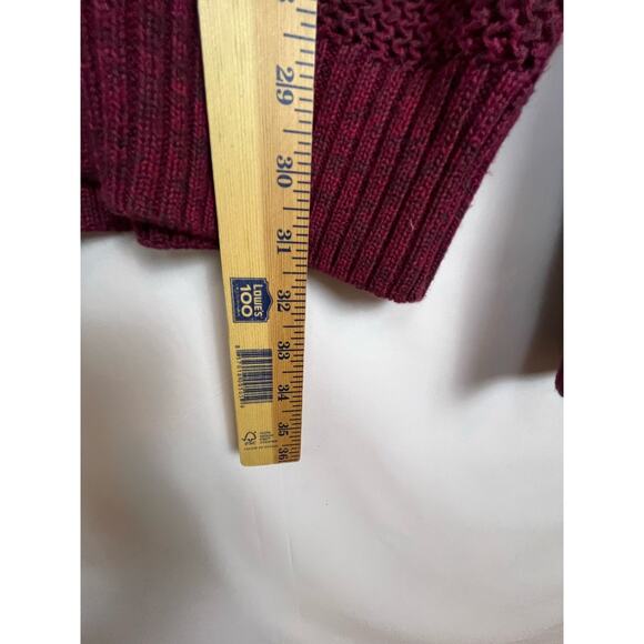 Vintage Red Head Men's LRG Tall Red Button Down Chunky Knit Henley Style Sweater - Picture 4 of 6